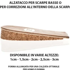 Sale Alzatacco 2.5cm Rigido per Rialzare il Tallone delle Scarpe Plantari