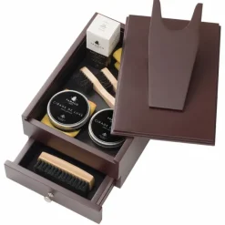 Best Cassetta in pregiato Legno Completa per Rinnovare Scarpe in Pelle - Paris Pied Cireur Cassette Porta Lucidi Da Scarpe|Set Pulizia Scarpa