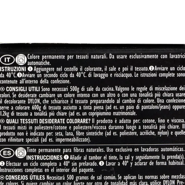 Best Dylon Tintura per Tessuti in Lavatrice a 40° Cotone Lino Viscosa tutti i colori Tinture Per Tessuti