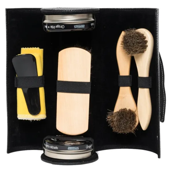 Discount Set Completo con Confezione in Pelle per la Pulizia delle Scarpe - Cassette Porta Lucidi Da Scarpe|Set Pulizia Scarpa